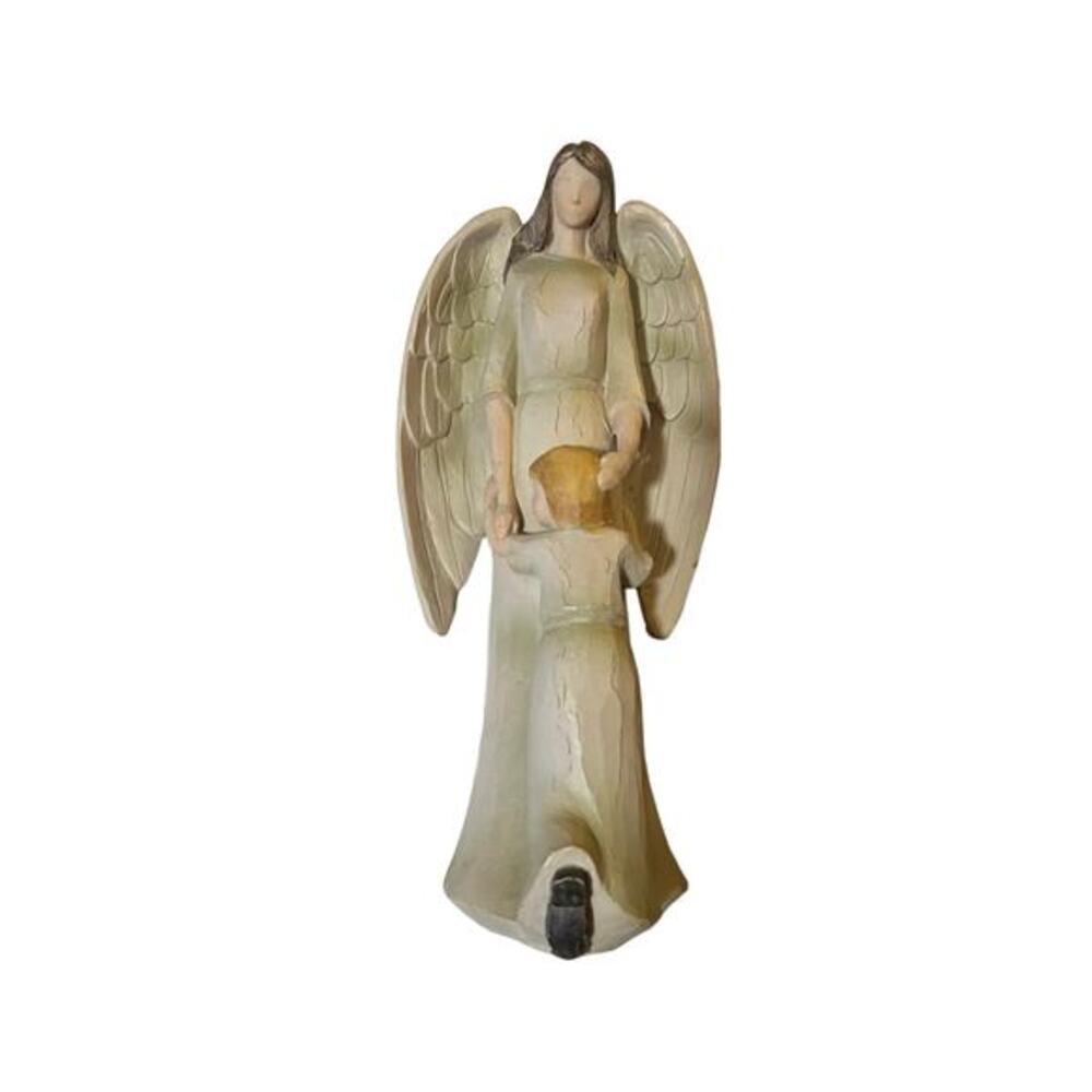 Girl Hugging Angel Figurine 9" Perfect for Christmas or Everyday Decor